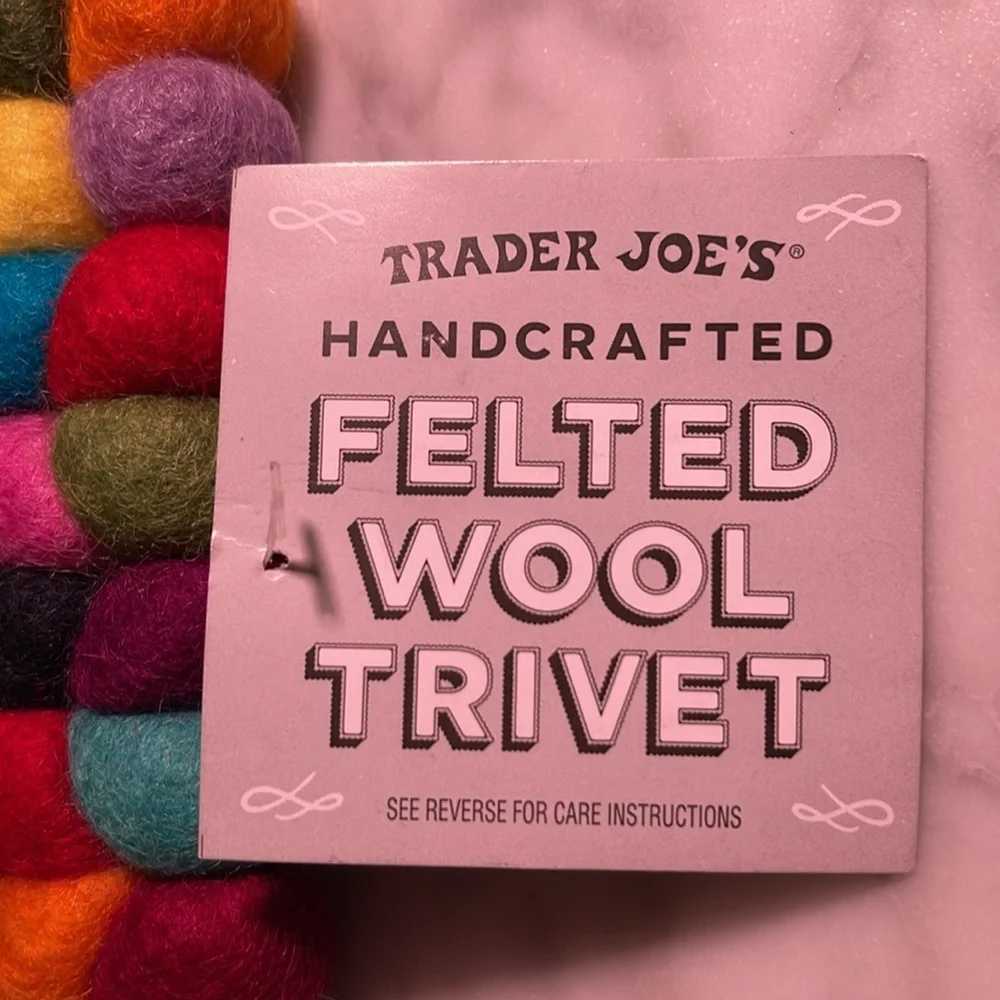 Trader Joe’s Handcrafted Felted Wool Trivet -NWT,never used,whimsical multicolor - Picture 3 of 12